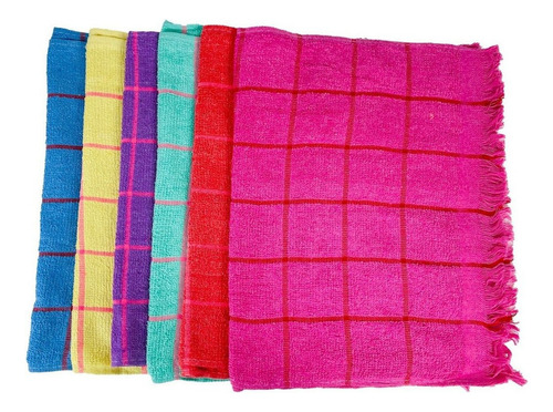 Set 12 Paños De Cocina Toalla Grueso Cuadro Colores