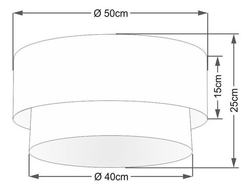 Plafon Duplo Cilíndrico Vivare Md-3017 Cúpula Tecido 50x40cm Estrutura Azul Bebê / Branco 127/220V