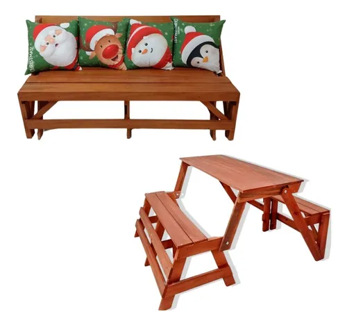 comprar Banco\u002Fmesa Rústico C\u002F Verniz 1,50m 6 Lugares + Brindes