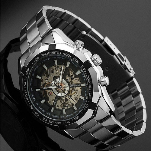 Relojes Automáticos Skeleton Para Hombre, De Acero Inoxidabl