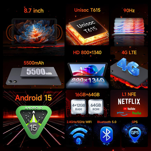 Tableta Bncf 2025, Nueva Android 15 De 8,7 Pulgadas, Unisoc