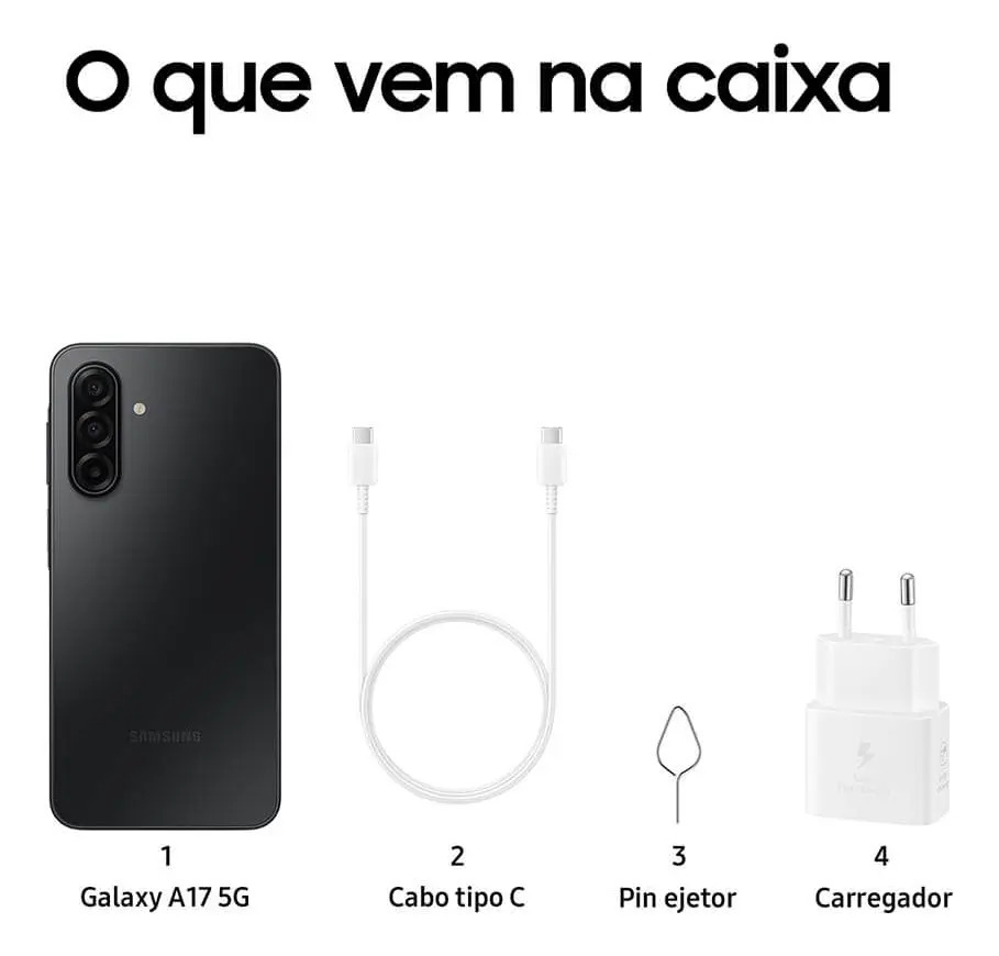 Celular Samsung Galaxy A17 5g Com Ia, 128 GB, 4 GB Ram, Câm De 50mp, Tela De 6.7 , Nfc, Ip54 Preto 12