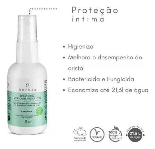 Kit Herbia Spray Para Desodorante Cristal 2 Un De 60ml Cada
