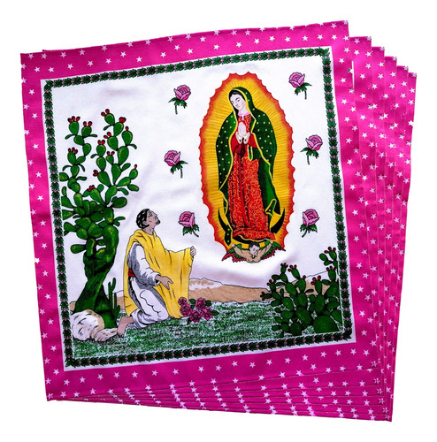 6 Pz Pañuelo Virgen De Guadalupe Listo Para Costurar Mayoreo