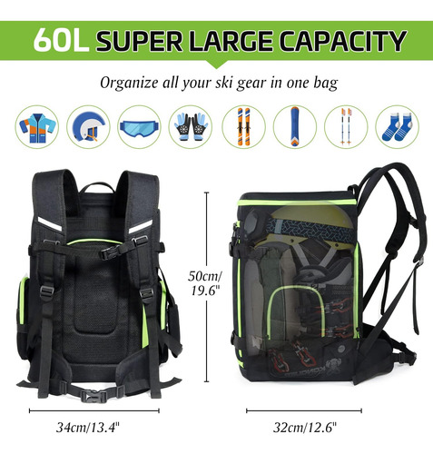 Mochila Para Botas De Esquí De 60 L, Bolsa Impermeable 900d