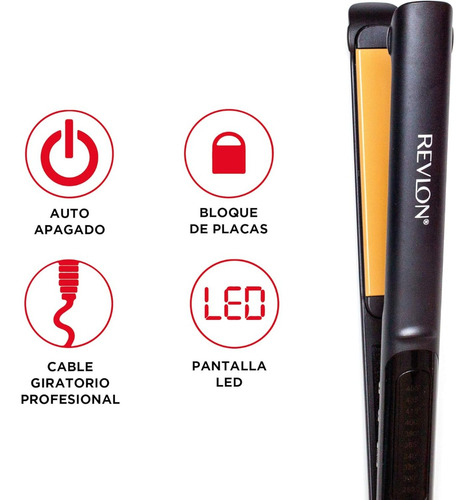 Alaciadora Revlon Turmalina Control Temperatura Negro