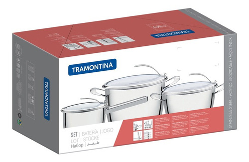 Bateria De Cocina Tramontina Ventura 4 Piezas Tapa Vidrio