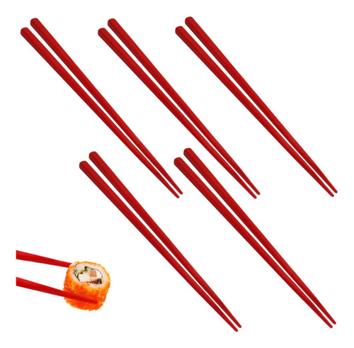 Kit 5 Pares De Hashi Comida Japonesa Em Poliestireno 22 Cm