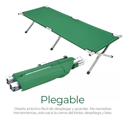 Cama Portátil Para Camping Tipo Militar Reforzada Verde