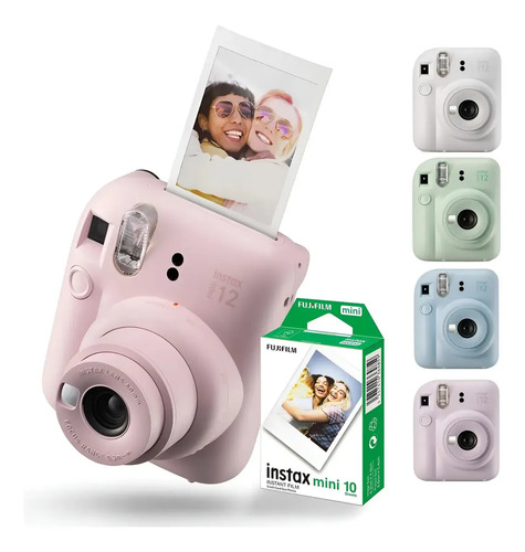 Câmera Revela Foto Fujifilm Instax Mini 12 + Filme 10 Fotos Cor Rosa