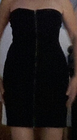 Vestido Negro Strapless.cierre Al Frente.t M.medidas.