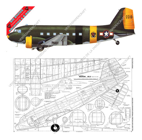 Plano Rc C-47 / Dc-3 (leer Envío Antes De Comprar)