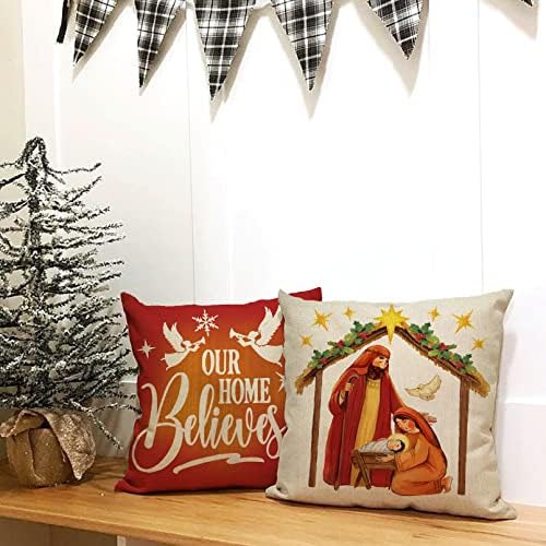 Ussap Juego De 4 Fundas De Almohada Decorativas Religiosas C
