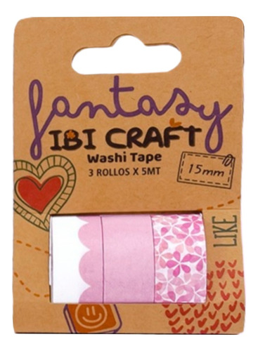 Cinta adhesiva washi Ibi Craft PINK/ROSA 5m x 15mm