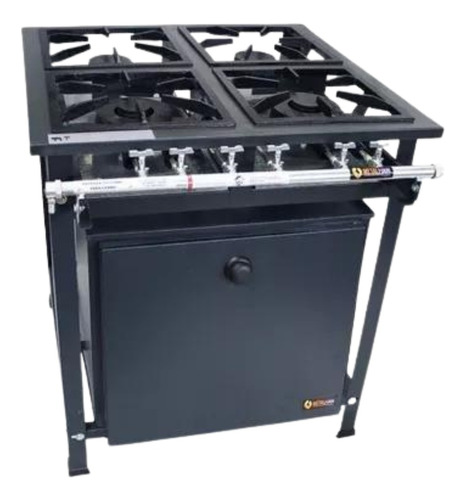 Fogao Industrial Metalfour Baixa Pressão 4 Bocas E Forno Cor Cinza Gás De Cozinha