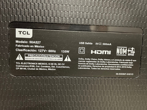 Tcl 50a527 50 4k Led Smarttv Android (para Reparar) (Usado)