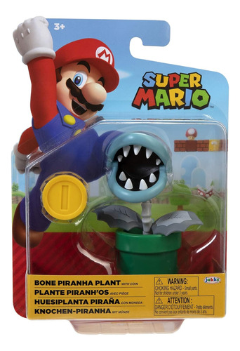 Super Mario - Huesiplanta Piraña Con Moneda Marca Jakks