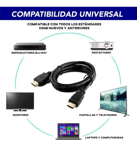 Imagen 8 de 10 de Cable Hdmi 2 Metros Ps3 / 4 / 5 Xbox Laptop Pc Full Hd 1080p