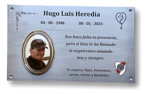 Placa Recordatoria Para Cementerio (15x25) Acero Inoxidable