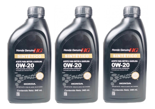 3 Lts Aceite Original Sintetico Para Honda Civic Accord Crv 