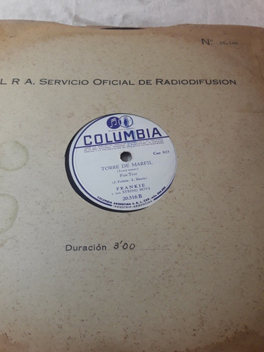 Disco De Pasta Columbia Frankie Y Sus Strings Boys Ref 5 (Usado)