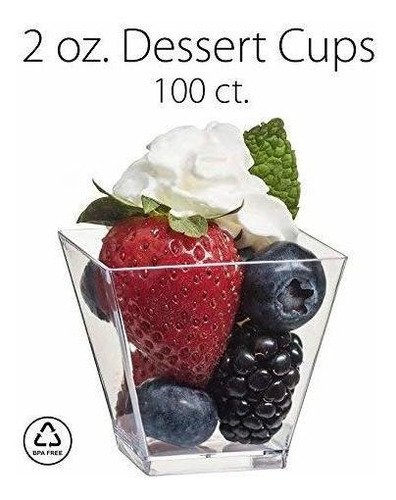 100 Vaso Elegante Cuadrado Transparente 2 Onza Para