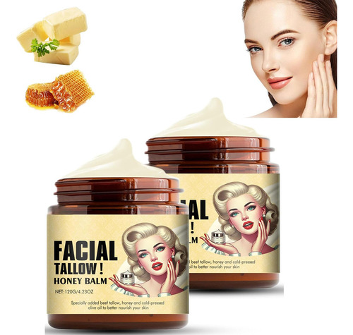Bálsamo De Sebo De Res Batido Y Miel, Crema Facial Con