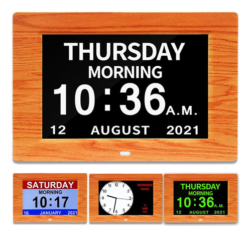 Reloj Día Y Fecha Ancianos, Pantalla Digital De 3 Colo...