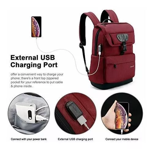 Mochila antirrobo para portátil con carga USB compatible con portátil de  15.6 pulgadas con bloqueo incluido., Rojo
