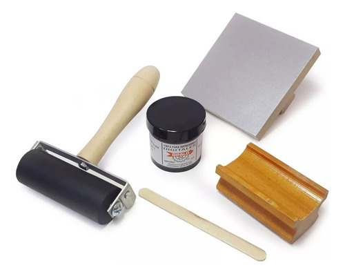 Kit Basico Para Toma De Huellas Dactilares Tinta Negro Exterior Marrón Claro