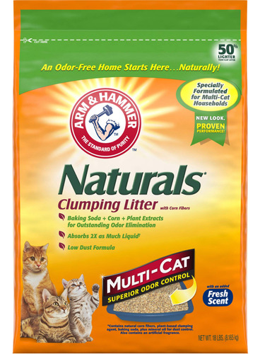 Arena Para Gatos Arm Hammer Naturals, Multigato, Bolsa De 18