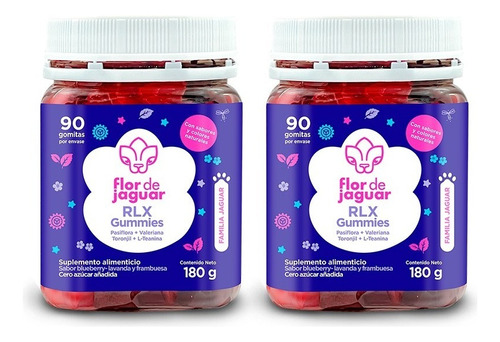 Flor De Jaguar I Pack 2 Rlx Gummies I Ayudan Al Descanso Sabor Blueberry - Lavanda Y Frambuesa