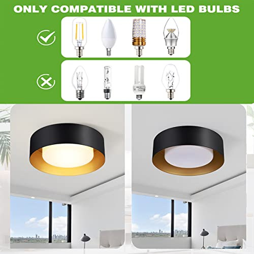 Luces De Techo Modernas De Montaje Empotrado En Negro Y Dora