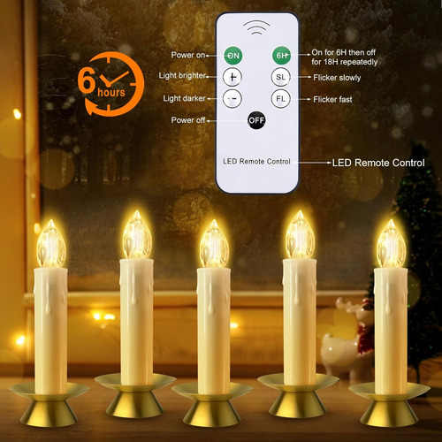 Velas Sin Llama, 12 Luces Led Parpadeantes Que Funcionan Con