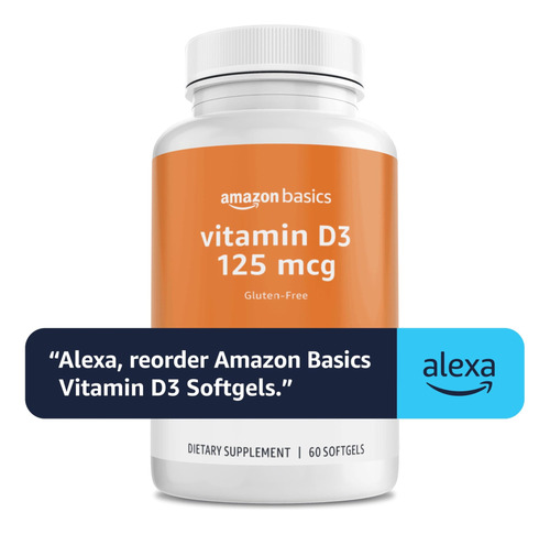 Suplemento Amazon Basics De Vitamina D3 125 Mcg 60 Cápsulas