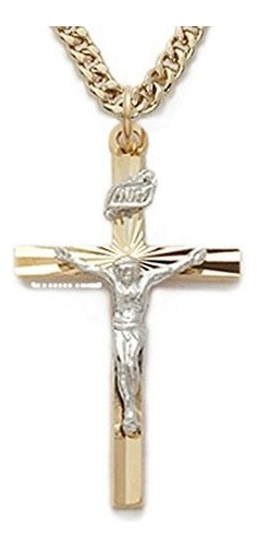 Truefaithjewelry Oro 14k Plateado Sterling Silver Cross Col