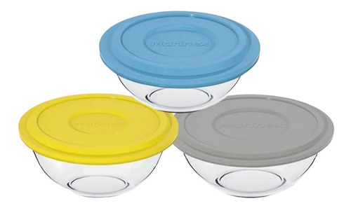 Bowl Plus Vidrio Templado Con Tapa Plastica Marinex 1,5lts