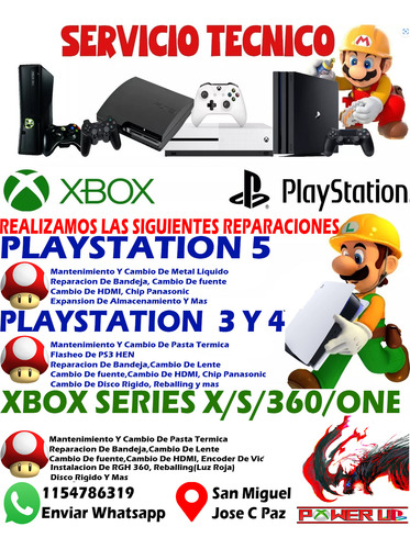 Reparacion Servicio Tecnico Play 4 Ps4 Ps5 Ps3 Xbox 360 One