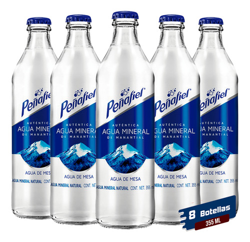 Agua Mineral Peñafiel Con Gas 355 Ml De Vidrio - 8 Pack