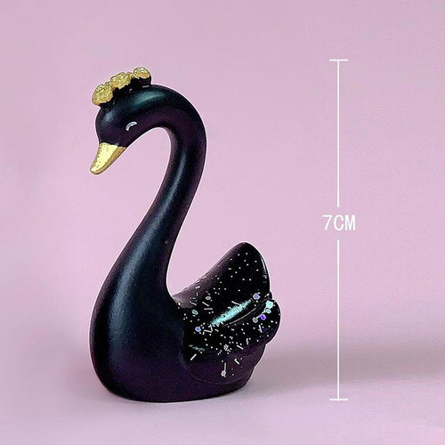 Resina Cisne Estatua De Pie Escultura Arte Novedad Negro