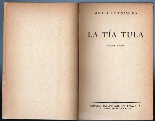 La Tía Tula Miguel De Unamuno (Usado)