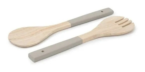 Set Cucharon Y Tenedor Utensillos Para Ensalada Bambo 29cm