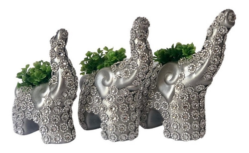Elefantes De Cerámica Familia De 3 Piezas Figura Decorativa