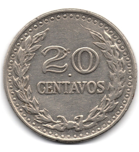 20 Centavos 1973 Con Punto En El Reverso