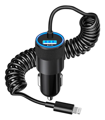 Cargador Rápido Para Auto 4.8a Con Cable Lightning 1.8m Ipho