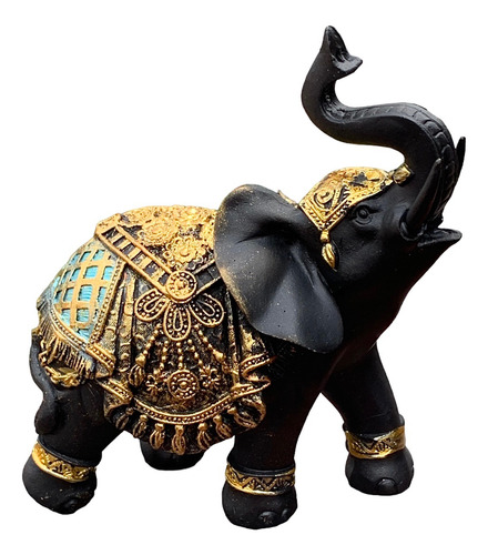 Elefante De Resina Preto Indiano Decoração Presente