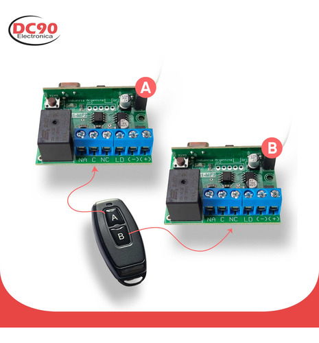Kit 2 Receptores Rf 433mhz + 1 Control Remoto 2 Canales