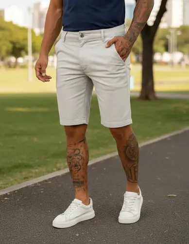 Bermuda Alfaiataria Sarja Masculino Social Slim com Elastano — R$ 66,41 em Mercado Livre, 44% OFF