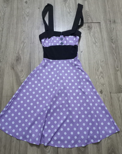 Vestido Morado Con Lunares Tipo Pin Up Talla S-m