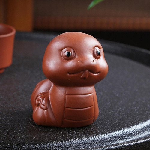 Pequeña Estatua De Serpiente Cerámica De Té Pet Marrón